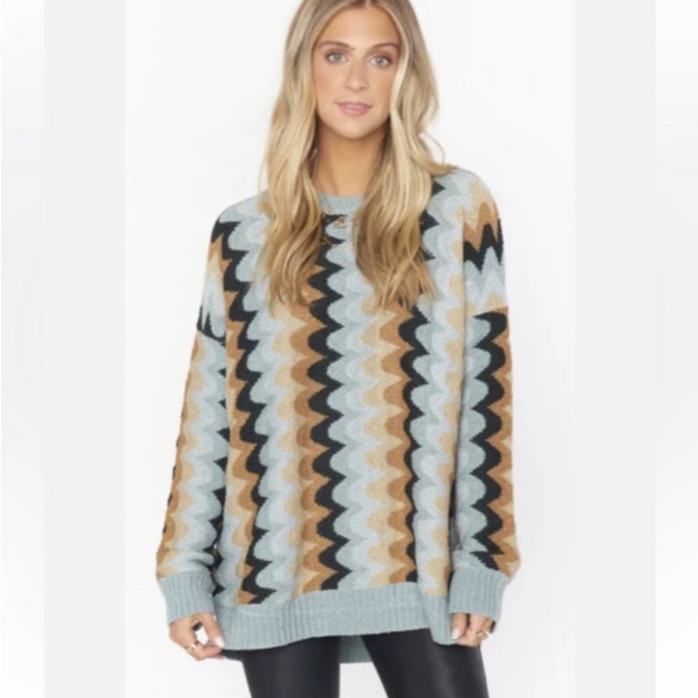 SHOW ME YOUR MUMU Comfy Retro Wave Knit Sweater 70’s - Picture 3 of 12